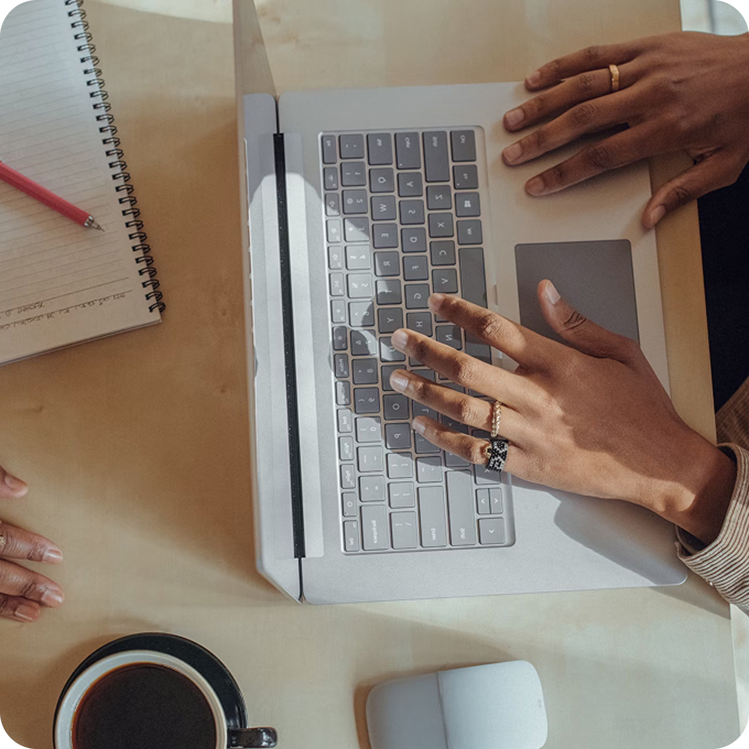 working with a laptop